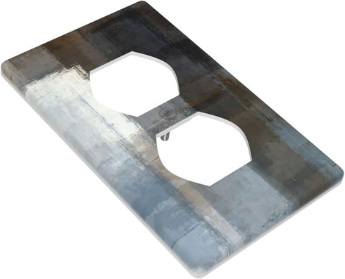 Grey Black Abstract Decorative Duplex Outlet Covers Wall Plate for Electrical Receptacle Kitchen Bedroom Bathroom Home Decor 2.76" X 4.5"...