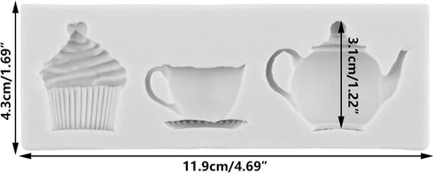 Tea Party Cake Mold Teapot Fondant Mold For Cake Decorating Cupcake Topper Candy Chocolate Gum Paste Polymer Clay Set Of 1...