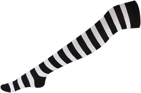 ® Women Girl Stretch Over Knee Striped Cotton Thigh High Socks...