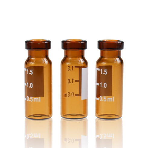 Amber Glass Flat Base Vial, 11 mm Wide Opening Crimp Top Vial, 2 mL, 12 mm x32 mm, Pack of 100...