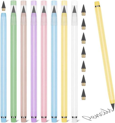 Infinity Pencil,7PCS Inkless Pencil Inkless Magic Pencil with Extra 7 Eraser Reusable Everlasting Pencil with 7 Replaceable Nibs for Writing Drawi...