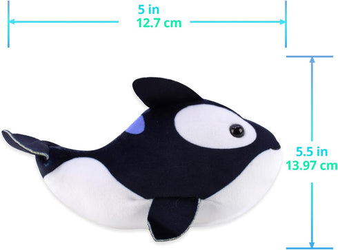 (Narwhal + Orca) Fish 2-Pack B | Small Stuffed Animals with Motor Inside Suitable for Ocean Party Favors | Batteries Required...