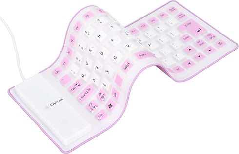 Silicone Keyboard, Foldable Flexible Keyboard USB Wired Gaming Keyboard, 85 Keys, Fully Sealed Design, Roll-up Silent Soft Keyboard, Waterproof, D...