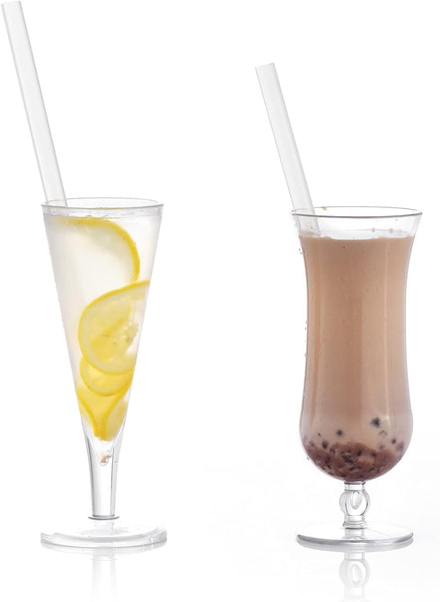 ALINK Reusable Clear Boba Straws, 13 mm x 10.5 in, Jumbo Hard Plastic Smoothie Straws for Bubble Tea, Popping Pearls, Pack of 8 with 2 Cleaning Br...