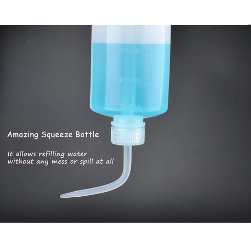 LDPE Economy Wash Bottle, Narrow Mouth Squeeze Bottle Medical Lab Plastic, Safety Squeeze Bottle No Spill, Bend Mouth Watering Cans (500ml / 16oz ...