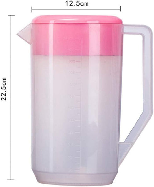 Housoutil 1PC Plastic Large Water Pitcher with Lid, 4L/ 140oz Carafes Mix Drinks Water Jug, Plastic Straining Pitcher Round Lid for Hot/Cold Lemon...