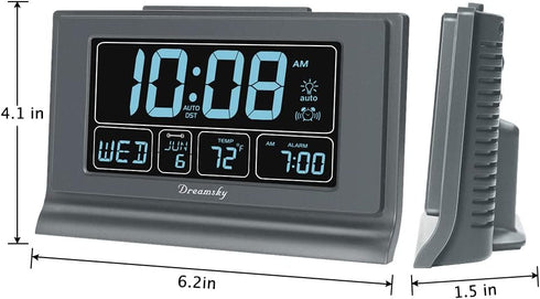 DreamSky Digital Alarm Clock with Battery Backup, 5 Inch Large Display, Auto Set Clock, USB Charging Ports, 12/24H...