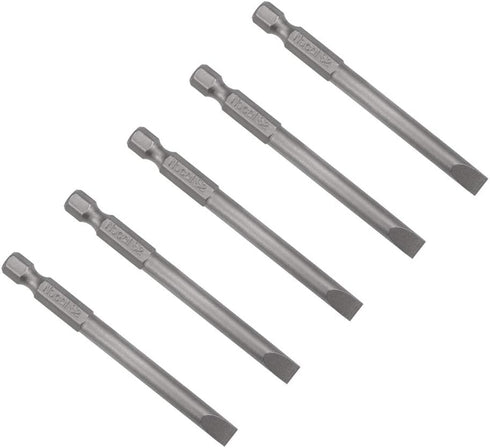 uxcell 5 Pcs 6mm Slotted Tip Magnetic Flat Head Screwdriver Bits, 1/4 Inch Hex Shank 3-inch Length S2 Power Tool...