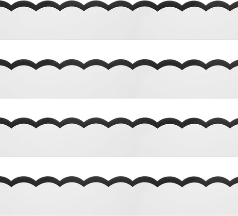 72 Feet Classroom Bulletin Board Borders Black and White Wavy Line Scalloped Border Trims Black and White Bulletin Board Stripes for Classroom Bul...