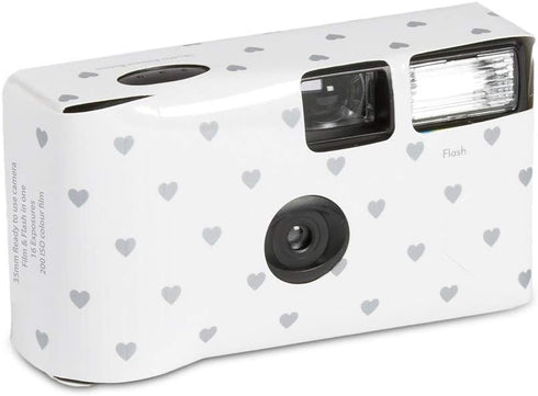Weddingstar Disposable Camera with Flash-Silver Hearts, 4.5" (L) x 1.2" (W) x 2.4" (H)...