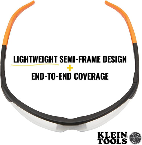 Klein Tools 60159 Safety Glasses, PPE Protective Eyewear with Semi Frame, Scratch Resistant and Anti-Fog, Clear Lens...