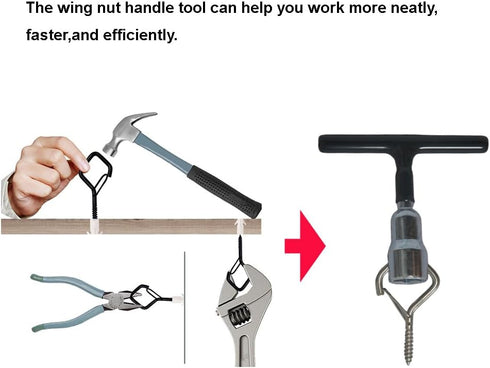 Wing Nut Hand Tool, T Handle Wing Nut Tightening Hand Tool, Wing Nut Driver for Eye Screws, C Hook Bolt, Q-Hanger,Screw Hooks and Wing Nuts...