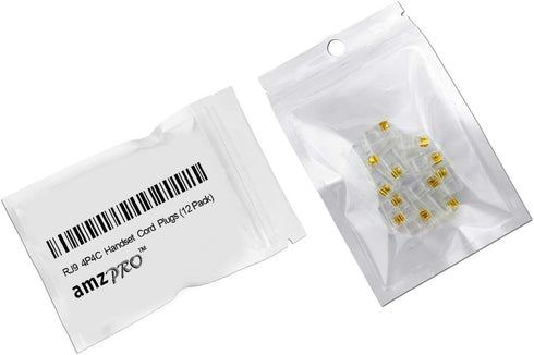 RJ9 4P4C 50 Micron Thick Gold Plating Telephone Handset Cord Plugs (12 Pack)...