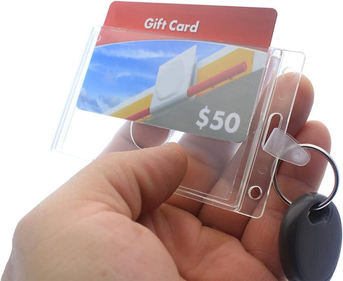 2 Pack - Rigid Fuel Card Holder with Key Ring - Clear Hard Plastic Card Protector Keychain for Fleet, Gas Cards, Company Cars and More by Speciali...