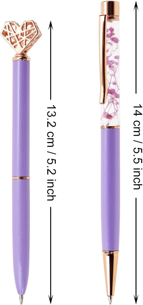 PENTA ANGEL Ballpoint Pens Set 4Pcs Black Ink Metal Glitter Roller Ball Pen Fancy Girly Gift Pens for Women Girls Wedding Office Back to School (P...