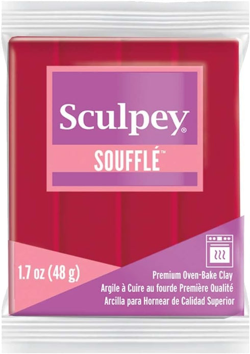 Sculpey Soufflé™ Polymer Oven-Bake Clay, Cherry Pie Red, Non Toxic, 1.7 oz. bar, Great for jewelry making, holiday, DIY, mixed media and more! Pre...