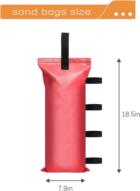 120 LBS Canopy Sand Bags, 4-Pack Middle Strap Sandbags for Canopy Tent, Large Storage Canopy Weights (Without Sand) (Red)...