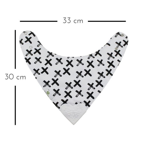 Pickle & Olive Reversible Baby Teething Bibs - Attached Heart Shaped Teether - Monochrome - Set of 2...