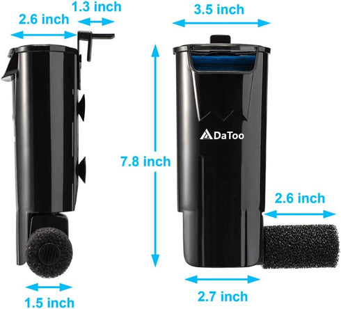 DaToo Aquarium Power Filter in-Tank Ultra Silent Small Fish Tank Filter 5W for Aquarium 10 to 20 Gallon Tank, 1 Yr Warranty...