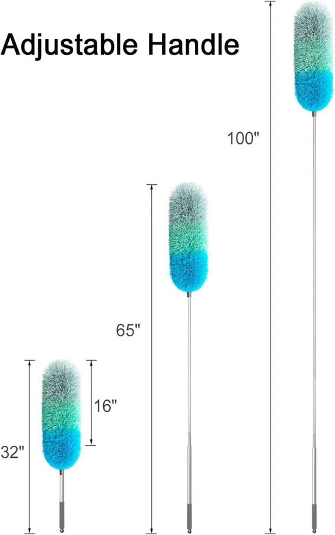 BOOMJOY Microfiber Feather Duster with 100 inches Extension Pole, Dusters for Cleaning High Ceiling, Fan, Blinds, Furniture...