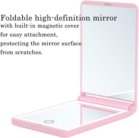 Pocket Mirror, 1X/3X Magnification LED Compact Travel Makeup Mirror with Light for Purse, 2-Sided, Portable, Folding, Handheld, (Rechargeable, 5.1...