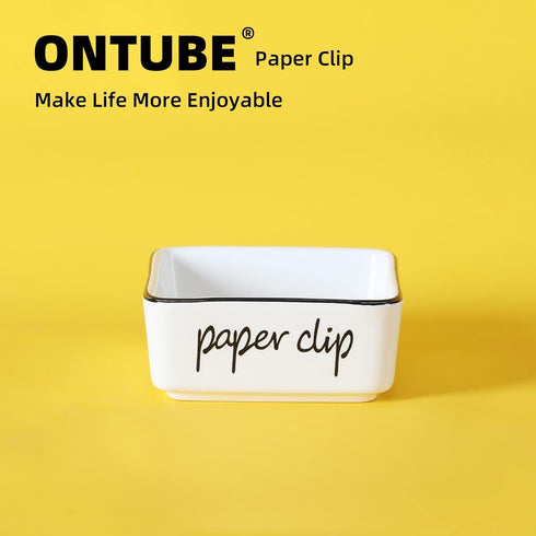 Creamic Farmhouse Paper Clip Holders for Desk 3.3-Inch (White)...