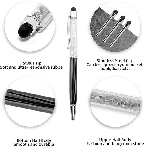 Bling Ballpoint Pens Crystal Diamond Pen Capacitive Touch Screen Stylus with Replacement Refills Rubber Tips for iPhone iPad Kindle Touchscreen De...