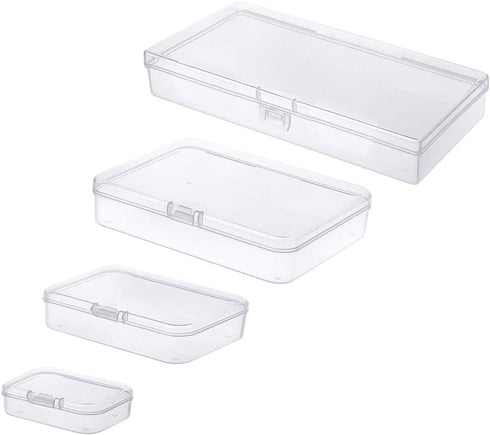 8 Pieces Mixed Sizes Rectangular Empty Mini Clear Plastic Organizer Storage Box Containers for Craft Projects...