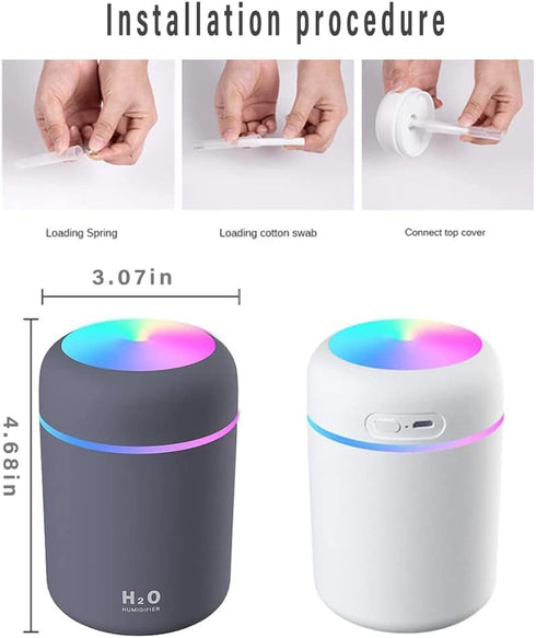 Colorful Cool Mini Humidifier, Essential Oil Diffuser, Aroma Essential USB Personal Desktop Humidifier for Car, Office Room, Bedroom etc,2 Adjusta...