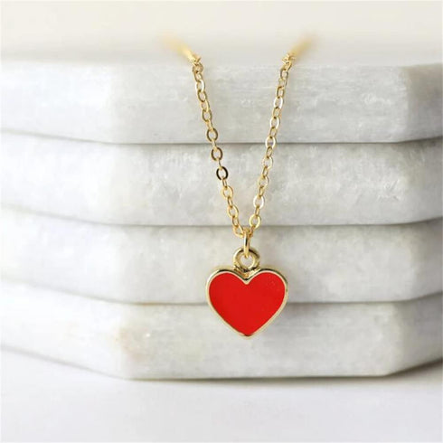 Fuqimanman2020 Sweet Enamel Forever Love Heart Shape Link Bracelet Paperclip Chain Stainless Steel Necklace for Mom Wife Lover Valentine's Day Pre...