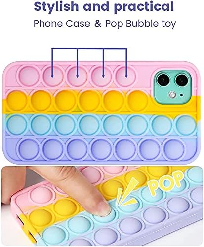 Pop It Phone Case for iPhone 11,Stress Reliever Push Pop Bubble Fidget Toys Cover,Cute Funny Soft Silicone Protective Shell for iPhone 11 6.1 inch...