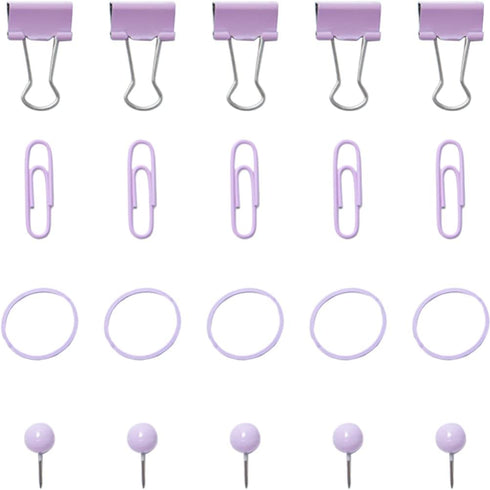 Push Pin Clips Office Decor Purple Office Supplies for Women Paper Clips Push Set Paperclips Thumb Tacks Rubber Bands Classroom Teacher Home Desk ...
