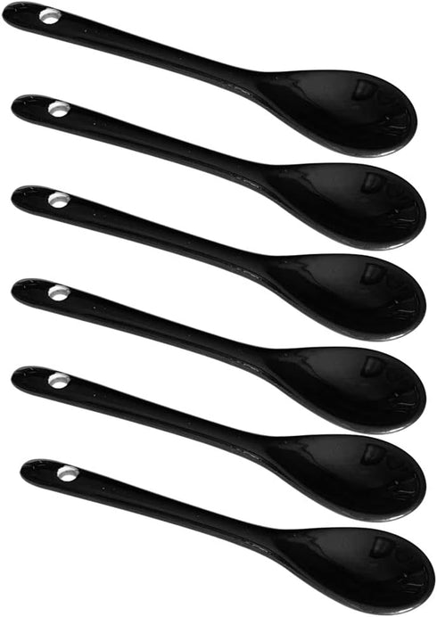 6 pcs Porcelain Egg Spoons Ceramic Spoons 5 inch Coffee Dessert Yogurt Tea Milky Tea Black...