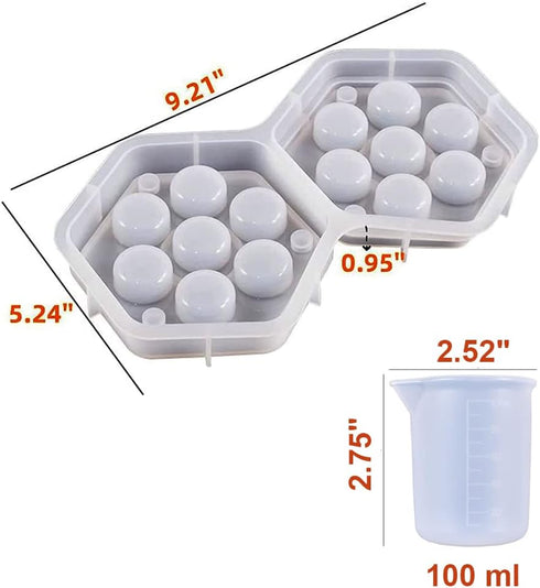 Silicone resin dice molds for resin casting dnd(7Pcs) with Hexagon Dice Box,Epoxy polyhedral dice mold set d&d making kit,Fillet Square Triangle D...