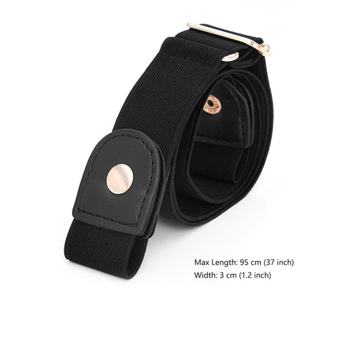 No Buckle Elastic Belt Adjustable Stretch Waist Belt Buckless Invisible Belt Buckle Free Belt for Women Men Jeans Pants Dress with Brass Snap Fast...