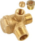 3-Port Brass Air Compressor Check Valve M10*1 x G3/8 Male x G1/2 Male Threaded Central Pneumatic Valve...