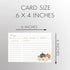 Recipe Cards Autumn Fall Pumpkins Sprinkle Green Orange Back Side Printed with Lines Wedding Housewarming 4x6 Cards (50 Count)...