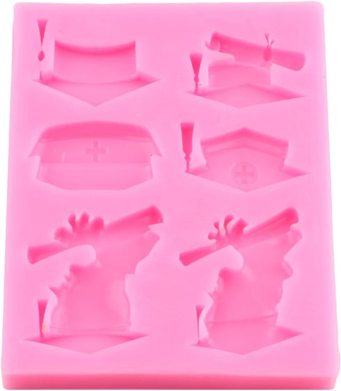 Nurse Graduation Themed Fondant Molds Doctor Nurse Grad Hat Silicone Mold for DIY Cake Decoration Cupcake Topper Chocolate Candy Gum Paste Polymer...