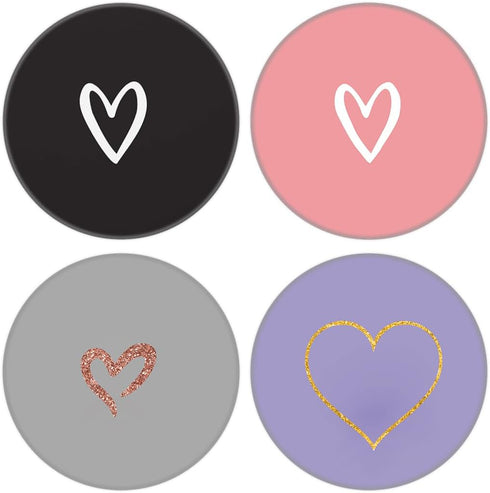 4 Pack Phone Grip,Cell Phone Holder for Smartphone,Finger Expanding Kickstand Stand - Gray Rose Gold Heart Purple Black Pink...