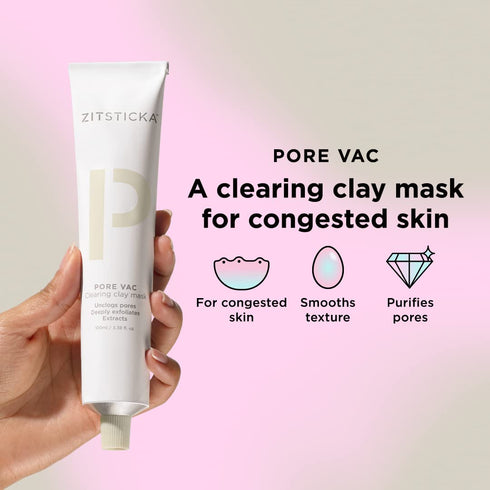 ZitSticka PORE VAC, Acid-Rich Clay Mask To Vacuum Pores + Smooth Texture | Derm-Backed (100 ml)...
