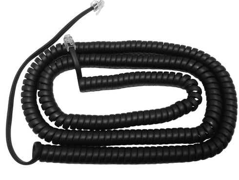 The VoIP Lounge 25 Foot Flat Black Long Handset Receiver Curly Phone Cord with Long Lead...