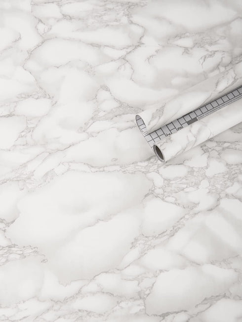 Art3d 17.3"x200" Marble Paper Countertops - Self Adhesive Shelf Drawer Liner - Gray Decorative Wallpaper - Waterproof, Peel and Stick, Easily Remo...