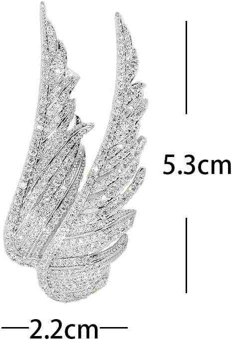 Crystal Angel Wings Brooch Pins,Elegant Rhinestone Feather Wings Lapel Pin Suit Coat Breastpin for Women Men Wedding Party Jewelry Gitfs...