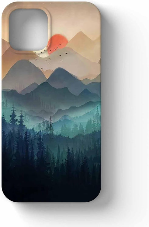 Wilderness Landscape for iPhone 14 Pro Case,Nature Mountain Sunset Scenery Case for Men Women,Full Cover Smooth Tough PC Case for iPhone 14 Pro...