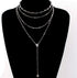 Layered Long Choker Necklace Silver Rhinestone Y Drop Necklaces Sparkly Crystal Lariat Necklace Chain for Women...