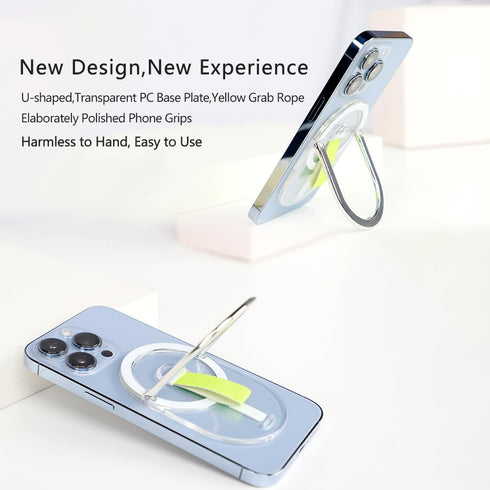 Magnetic Phone Holder,Transparent Mag Safe Phone Stand Compatible with MagSafe Phone Grip,Vertical & Horizontal Stand,Phone Kickstand for iPhone 1...