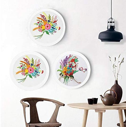 Konrisa Stamped Embroidery Kit with Pattern Floral DIY Sewing Cross Stitch Kits for Adult Flowers Plants Embroidery Starter Kit with Embroidery Fl...
