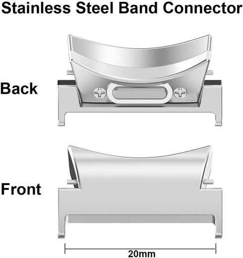 Connectors Compatible for Samsung Galaxy Watch 6 Classic Band 47mm 43mm Adapter, Stainless Steel Button Connector Band No Gap Adapter for Galaxy W...