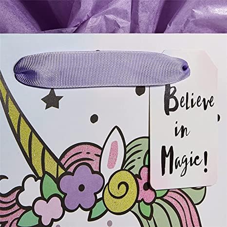 Bobobag 13" Large Gift Bag with Tissue Paper for Girls happy Birthday gift bags (Unicorn)...