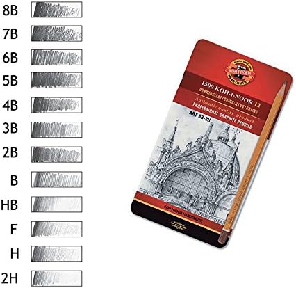 Koh-I-Noor Toison d'Or Graphite Pencil Artist Set, 8B-2H Degrees, 12 Pencils Per Tin, 1 Each (FA1502/11.12)...